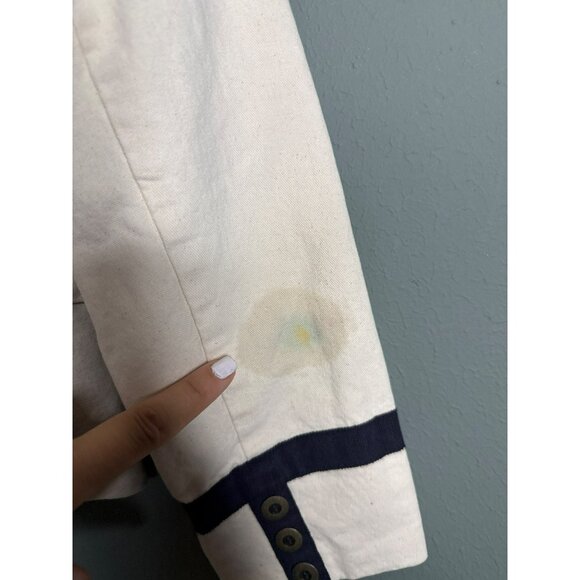 LOFT 6 Petite Preppy Cream Black Trim Blazer Jacket Spring Summer - Picture 4 of 10